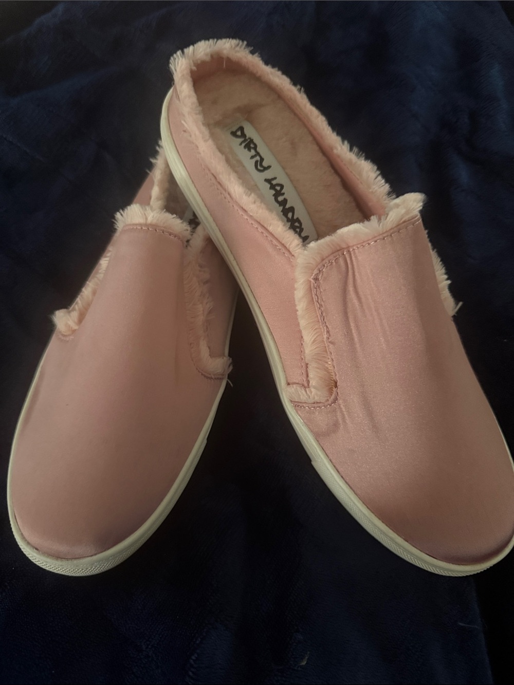 Dirty Laundry Blush Pink Faux-Fur Slip-On Sneakers NWOB size 9.5